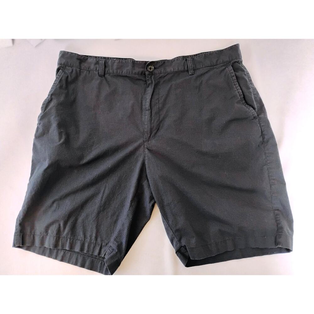 Joseph Abboud Mens 40 Gray Mini Plaid Flat Front Shorts Lightweight Preppy